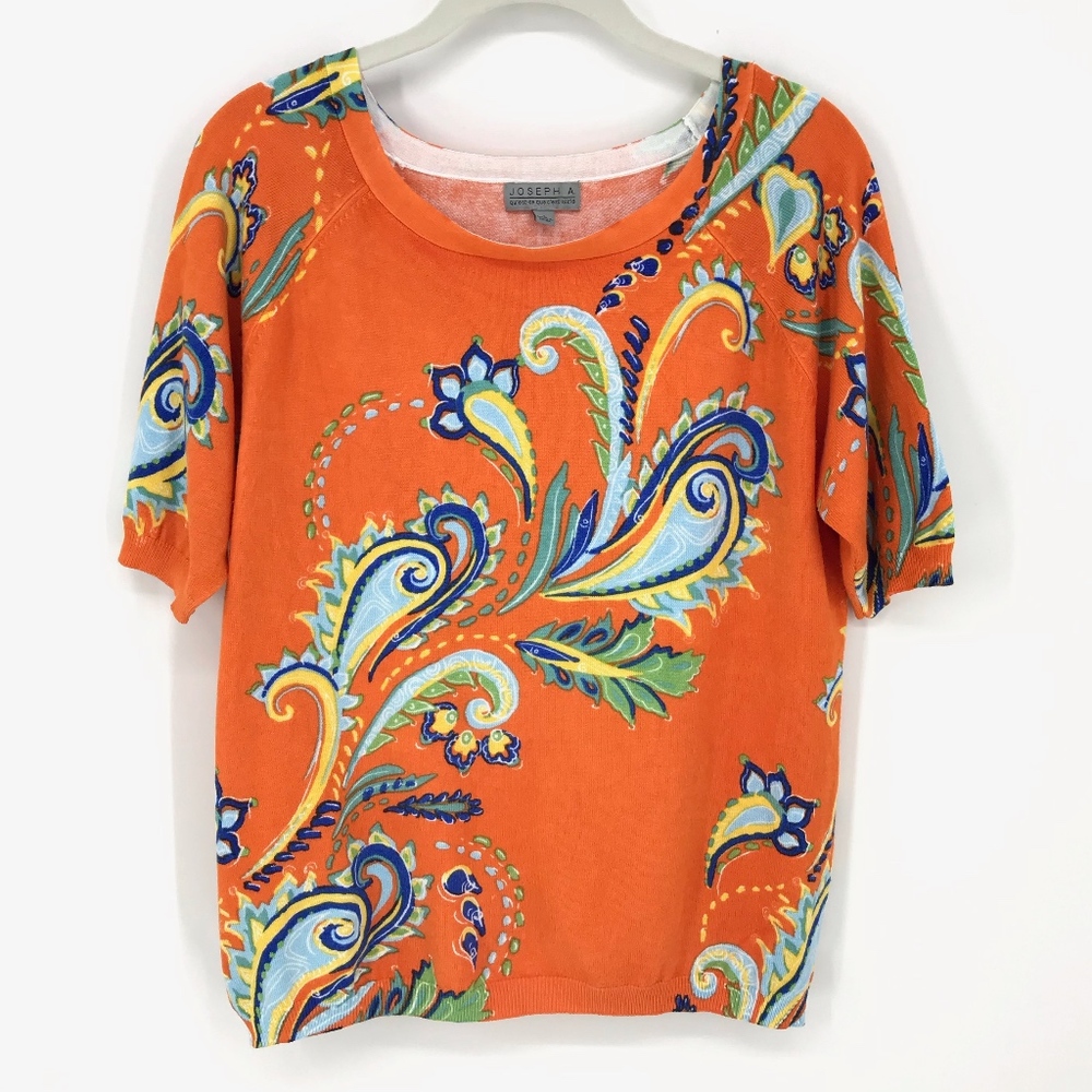 Joseph A Orange Short Sleeve Sweater Top